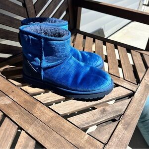 UGG Cobalt Blue Croco Shearling Boots